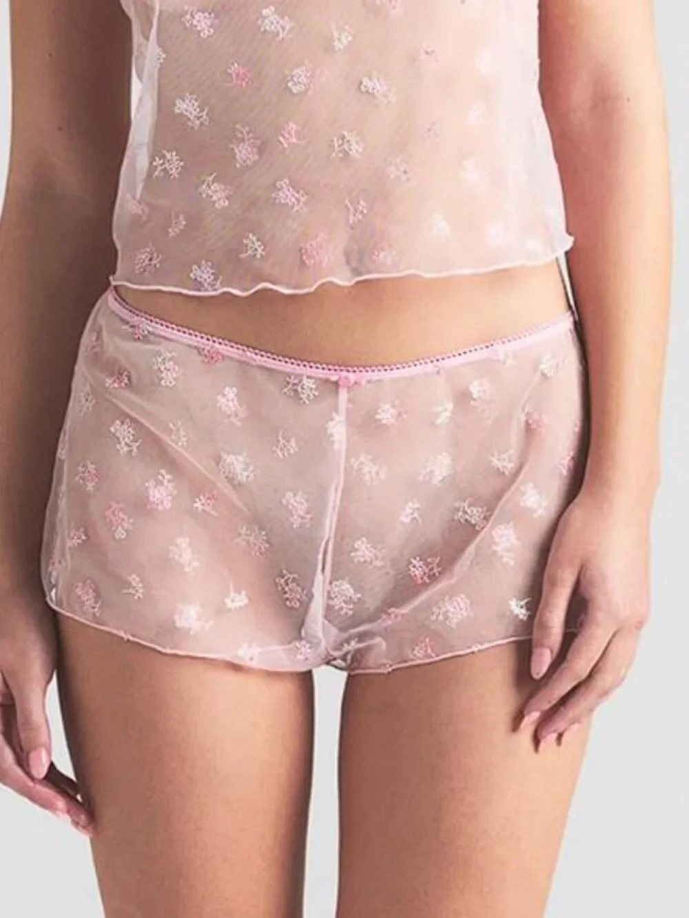 SKIMS Women's Intimates Shorts Size XL In Cherry Blossom Multi Tulle
